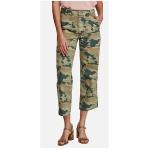 Free People Women's Remy Camo Denim‎ Straight Leg Capris Cropped Jeans Size 26